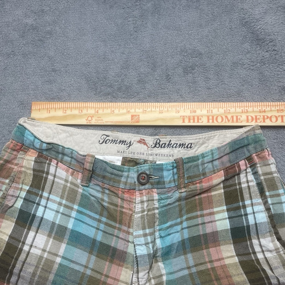 Tommy Bahama Shorts Mens 30 Multicolor Plaid Chinos Linen Blend Preppy Casual - Picture 12 of 16